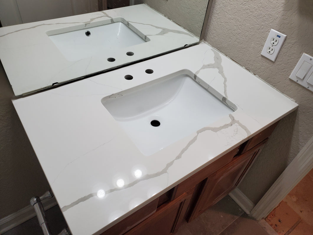 Porcelain under mount vanity sink